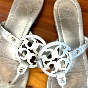 Tory Burch Silver Thong Sandals
